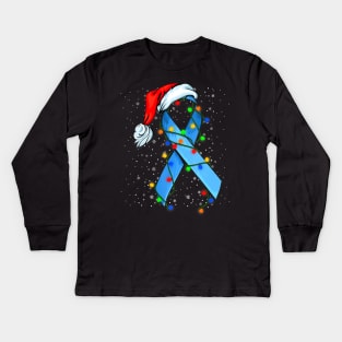 Diabetes Awareness Shirt Diabetes Ribbon Christmas Kids Long Sleeve T-Shirt